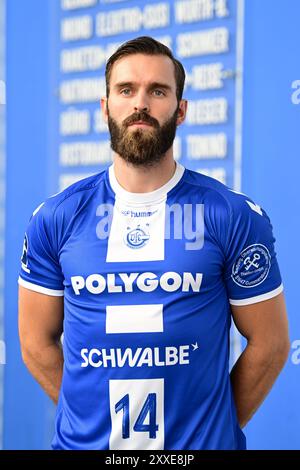 Portrait de Teitur Einarsson (VfL Gummersbach 14) DAIKIN Handball Bundesliga, 1 Bundesliga, VfL Gummersbach, Mannschaftspraesentation Spielzeit 2024/2025, Schwalbe Arena Gummersbach, 23.08.2024 Foto : Eibner-Pressefoto/Juergen Augst Banque D'Images