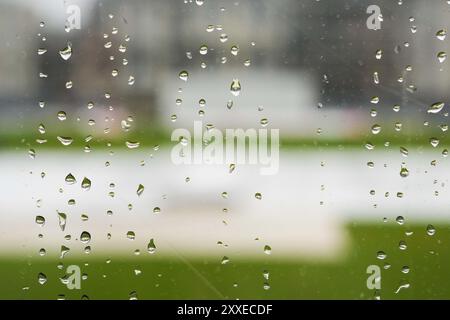 Bristol, UK, 24 August 2024. A general view as rain delays the start of day three during the Vitality County Championship Division Two match between Gloucestershire and Leicestershire. Credit: Robbie Stephenson/Gloucestershire Cricket/Alamy Live News Stock Photo
