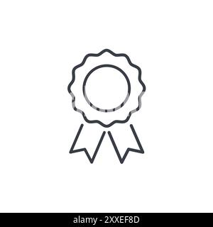 Badge de récompense avec icône de contour de ruban. Dessin au trait simple d'un badge de récompense classique avec un ruban. Convient pour une utilisation dans des présentations, des sites Web et Illustration de Vecteur