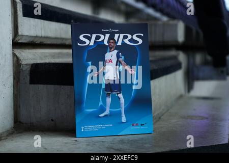 Une vue détaillée du programme de match avant le match de premier League Tottenham Hotspur vs Everton au Tottenham Hotspur Stadium, Londres, Royaume-Uni, 24 août 2024 (photo par Izzy Poles/News images) Banque D'Images