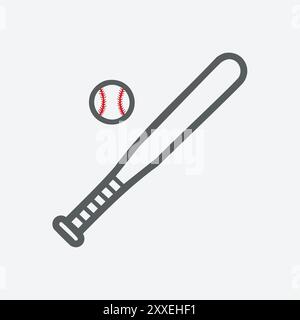 Batte de baseball et icône de balle. Icône simple représentant une batte et une balle de baseball, parfaite pour les projets ou les conceptions liés au sport. Illustration de Vecteur