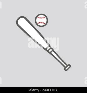 Illustration de batte de baseball et d'icône de balle. Illustration graphique vectorielle simple et moderne d'une batte et d'une balle de baseball. Parfait pour une utilisation dans la conception Web, mobile Illustration de Vecteur