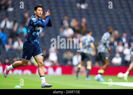 Londres, Royaume-Uni. 24 août 2024. Heung-min fils de Tottenham Hotspur se réchauffe avant le match de premier League Tottenham Hotspur vs Everton au Tottenham Hotspur Stadium, Londres, Royaume-Uni, 24 août 2024 (photo par Izzy Poles/News images) à Londres, Royaume-Uni le 24/08/2024. (Photo par Izzy Poles/News images/SIPA USA) crédit : SIPA USA/Alamy Live News Banque D'Images