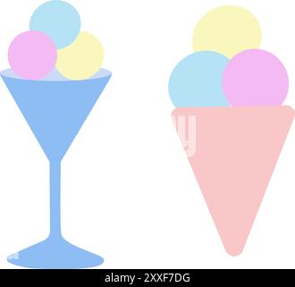 Image vectorielle de la crème glacée en deux parties différentes. Illustration de Vecteur