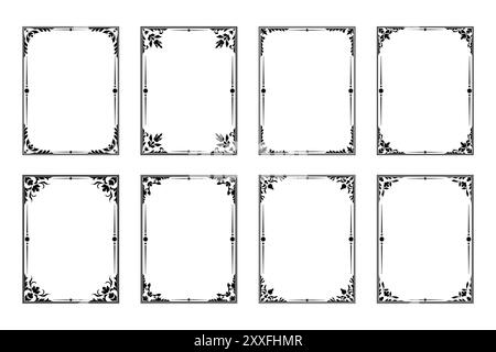 Cadres décoratifs. Cadre ornemental rétro, ornements rectangulaires vintage et bordure ornée. Cadres de mariage décoratifs, frontières d'image de musée antique, Illustration de Vecteur