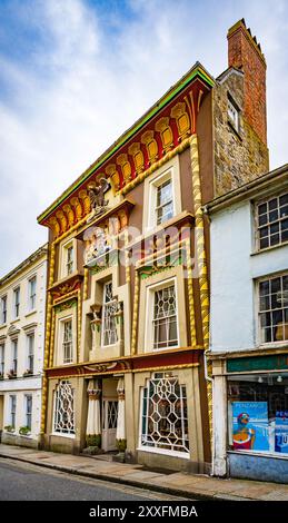 La maison égyptienne (1835) est un bâtiment classé de grade 1 dans le style architectural néo-égyptien. Chapel Street, Penzance, Cornouailles, Angleterre, Royaume-Uni. Banque D'Images