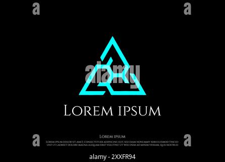 Vecteur de conception de logo Futuristic Triangle Hub Chain Line Illustration de Vecteur