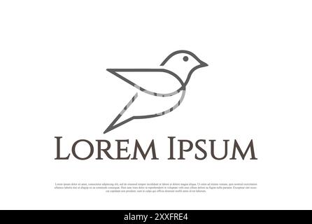 Simple minimaliste Pigeon Dove Canary ou Robin Bird Line Outline logo Design vecteur Illustration de Vecteur