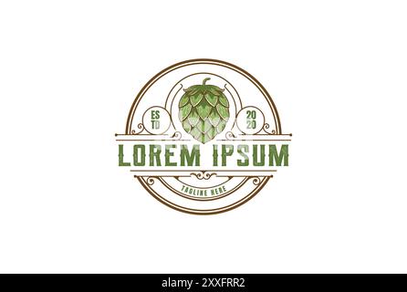 Vintage rustique Antique Old Hipster Hop pour Craft Brewing Brewery badge Emblem Label logo Design Vector Illustration de Vecteur