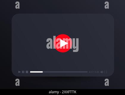 Modèle de lecteur vidéo noir plat pour applications Web et mobiles. Illustration vectorielle Illustration de Vecteur