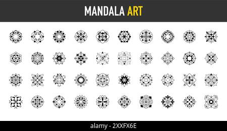 Collection design mandala simple. Mandala floral vecteur. Mandalas ornementaux géométriques. Motif décoratif dans le style oriental. Illustration de Vecteur