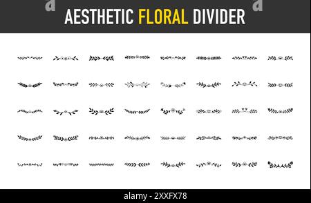 Élément séparateur décoratif floral esthétique, séparateur de texte séparateur décoratif livre typographie ornement vecteur d'éléments de conception. projets, invitations Illustration de Vecteur