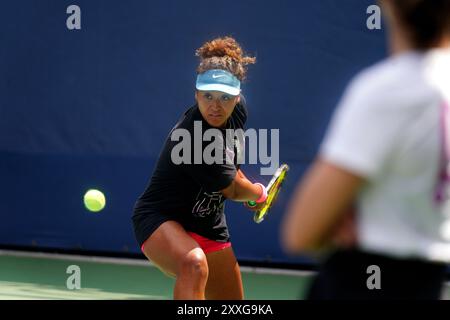 New York City, United States. 24th Aug, 2024. Flushing Meadows, New York - August 24, 2024: New York: Naomi Osaka during practice sessions at the Billie Jean King National Tennis Center in Flushing Meadows, New York in preparation for next week's U.S. Open Credit: Adam Stoltman/Alamy Live News Stock Photo