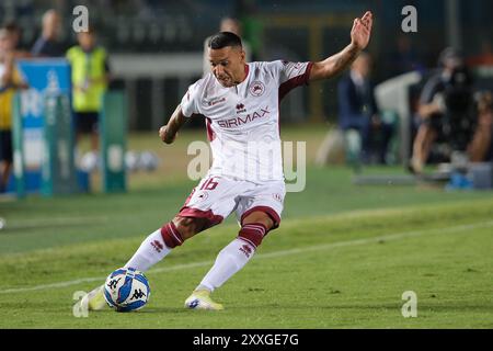 Alessio Vita de L'AS Cittadella 1973 lors du match de championnat italien de football Serie B entre le Brescia Calcio FC et L'AS Cittadella 1973 au stade Mario Rigamonti le 24 août 2024, Brixia, Italie. Banque D'Images