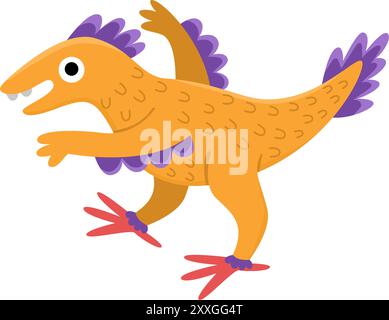 Icône vélociraptor vectoriel. Illustration de dinosaure mignon pour les enfants. Clipart drôle de Dino pour les enfants isolés sur fond blanc. Anima préhistorique de dessin animé Illustration de Vecteur