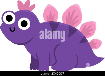 Icône Vector Baby stegosaurus. Mignon petit dinosaure illustration pour les enfants. Clipart drôle Dino Kid pour les enfants isolés sur fond blanc. Dessin animé pr Illustration de Vecteur