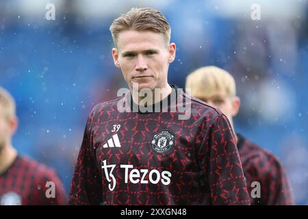 Brighton and Hove, UK. 24th Aug, 2024. Manchester United's Scott McTominay warms up before the Premier League match at the AMEX Stadium, Brighton and Hove. Picture credit should read: Paul Terry/Sportimage Credit: Sportimage Ltd/Alamy Live News Stock Photo