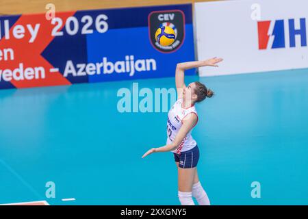 Osijek, Hrvatska. 24 août 2024. Josipa Markovic, de Croatie, participe au match de qualification CEV EuroVolley 2026 entre la Croatie et la Roumanie à Osijek, Croatie, le 24 août 2024. Photo : Borna Jaksic/PIXSELL crédit : Pixsell/Alamy Live News Banque D'Images