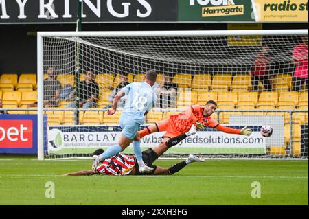 Harrogate Town jouer Sheffield United dans un amical de pré-saison à l'Exercise Stadium à Harrogate le 23 juillet 2024 avec : Jack Muldoon où : Harrogate, Royaume-Uni quand : 23 Jul 2024 crédit : Graham Finney/WENN Banque D'Images