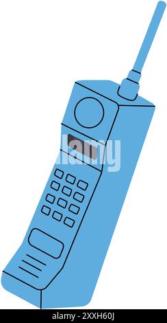Téléphone portable à l'ancienne. Gadgets de communication rétro. Illustration vectorielle. Illustration de Vecteur
