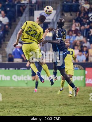 CHESTER, PA, États-Unis - 20 JUILLET 2024 : MLS match entre Philadelphia Union et Nashville SC au Subaru Park. ***USAGE ÉDITORIAL SEULEMENT*** Banque D'Images