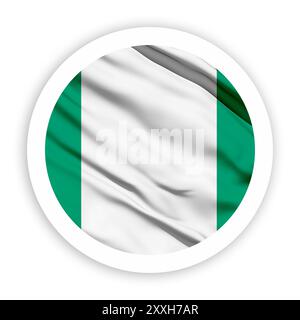 Nigeria agitant drapeau avec cadre rond blanc Banque D'Images