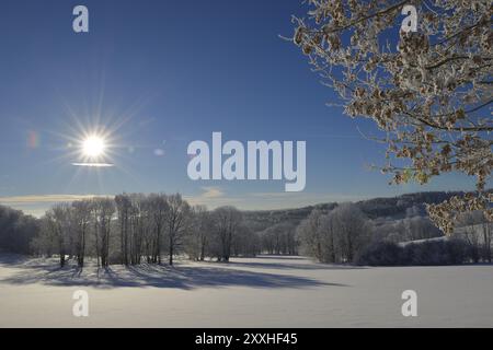 Hiver en saxon, haute-Lusace. Montagnes de haute Lusace près de Weifa en hiver Banque D'Images