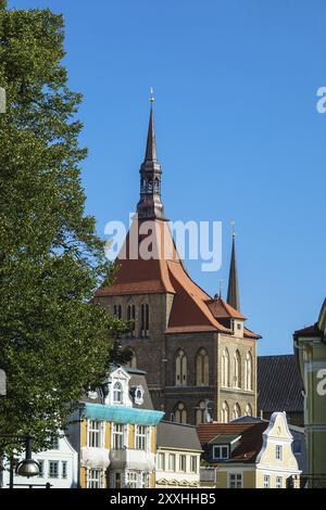 Vue de l'église St Mary à Rostock Banque D'Images