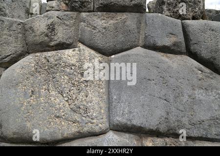 Mur Inca transparente dans la forteresse inca de Sacsayhuaman Cusco Pérou Banque D'Images