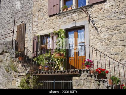 La Couvertoirade, la Couvertoirade ville médiévale fortifiée en Aveyron, France, Europe Banque D'Images