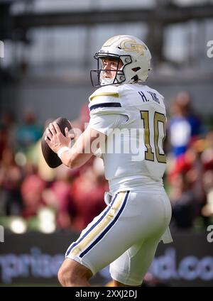 Dublin, Ireland. 24th August, 2024. Georgia Tech quarterback Haynes King Credit: Don Soules/Alamy Live News Stock Photo