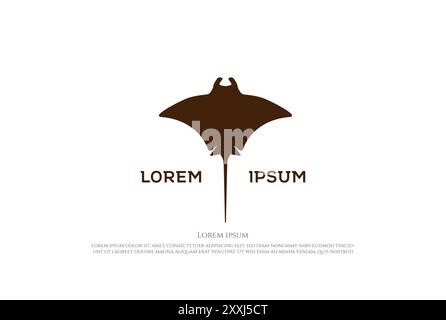 Simple minimaliste Manta Ray ou Sting Ray Silhouette logo Design Vector Illustration de Vecteur