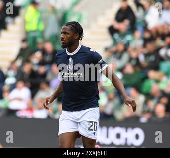 Easter Road Stadium, Edinburgh.Scotland UK.24th Aug 24 Hibernian vs Dundee William Hill Scottish Premiership Match.Dundee Billy Koumetio Credit: eric mccowat/Alamy Live News Stock Photo