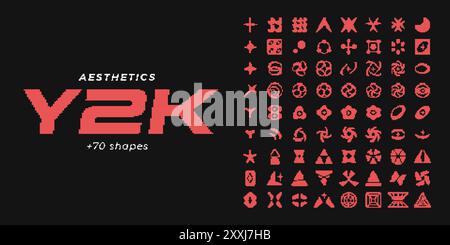 Actif de style de pixel Y2K. formes abstraites vectorielles 8 bits Illustration de Vecteur