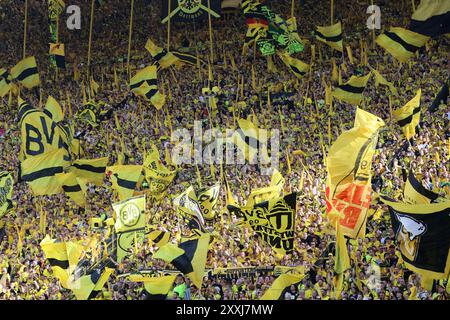 Dortmund, Deutschland. 24 août 2024. Suedtribuehne BVB, die gelbe Wand GER, Borussia Dortmund gegen Eintracht Frankfurt, Fussball, 1.Liga, 1.Spieltag, Spielzeit 2024/2025, 24.08.2024 LA RÉGLEMENTATION DFL INTERDIT TOUTE UTILISATION DE PHOTOGRAPHIES COMME SÉQUENCES D'IMAGES ET/OU QUASI-VIDÉO Foto : Eibner-Pressefoto/ Frank Zeising crédit : dpa/Alamy Live News Banque D'Images