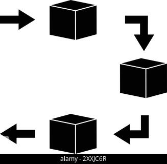 Icône FIFO - vecteur, signe et symbole de gestion des marchandises pour la conception, la présentation Illustration de Vecteur