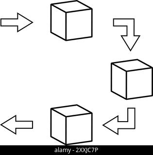 Icône FIFO - vecteur, signe et symbole de gestion des marchandises pour la conception, la présentation Illustration de Vecteur