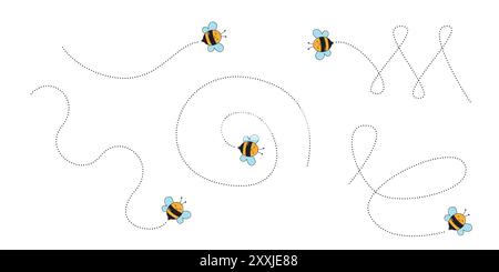 Une délicieuse danse des abeilles. Trajectoires de vol complexes tissant des boucles, des tourbillons et des cœurs dans les airs Illustration de Vecteur