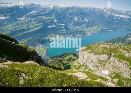 Belle vue aérienne sur le lac walensee Banque D'Images