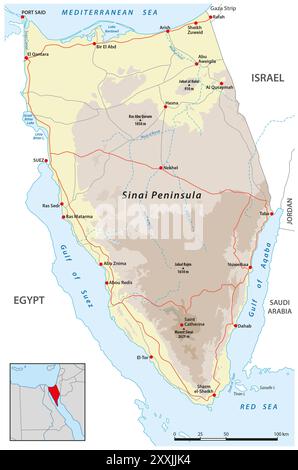 Feuille de route de la péninsule égyptienne du Sinaï Banque D'Images