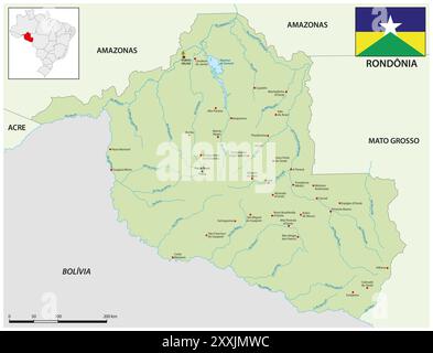Carte de l'état brésilien de Rondonia Banque D'Images