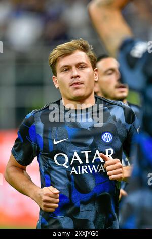 Milan, Italie. 24 août 2024. Nicolo Barella de l'Inter a vu avant le match de Serie A entre l'Inter et Lecce à Giuseppe Meazza à Milan. Crédit : Gonzales photo/Alamy Live News Banque D'Images