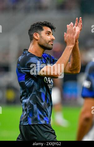 Milan, Italie. 24 août 2024. Mehdi Taremi de l'Inter a vu avant le match de Serie A entre l'Inter et Lecce à Giuseppe Meazza à Milan. Crédit : Gonzales photo/Alamy Live News Banque D'Images