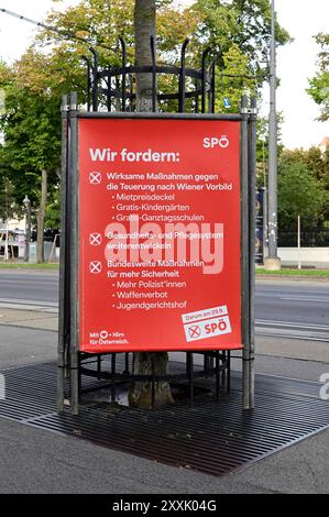 Vienne, Autriche. 1ère vague d'affiches du SPÖ (Parti social-démocrate d'Autriche) pour les élections du Conseil national de 2024 en Autriche Banque D'Images