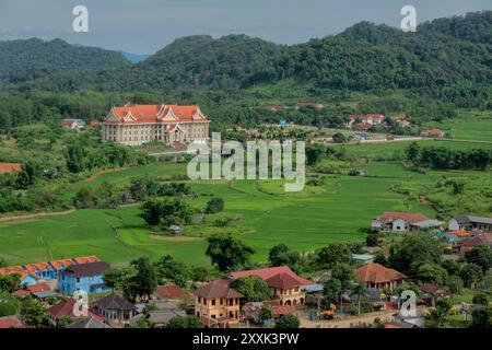 Rizières fraîchement plantées, Vieng Xay, Houaphanh, Laos Banque D'Images