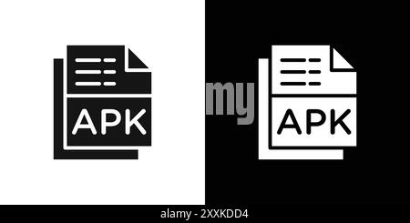 APK File format icône logo signe vectoriel contour en noir et blanc Illustration de Vecteur