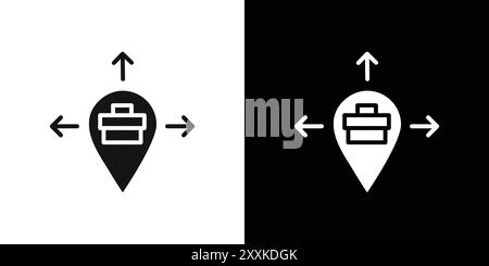 Contour de vecteur de signe de logo d'icône d'expansion d'entreprise en couleur noir et blanc Illustration de Vecteur