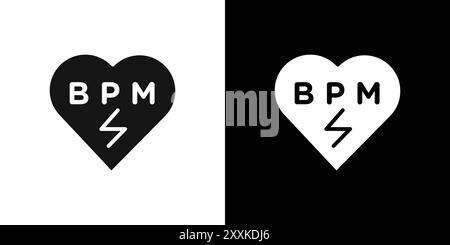 Beat BPM icône logo logo contour vectoriel en noir et blanc Illustration de Vecteur