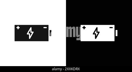 Contour vectoriel de signe de logo d'icône de batterie de chargement en noir et blanc Illustration de Vecteur