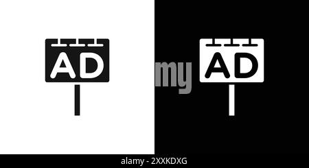 billboard annonce promotion logo logo logo contour vectoriel en couleur noire et blanche Illustration de Vecteur